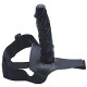 Natural 8 inch Soft & Flexible Black Solid Strap On Dildo Vibrator with Belt Harness SO26