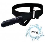 Natural 8 inch Soft & Flexible Black Solid Strap On Dildo Vibrator with Belt Harness SO26